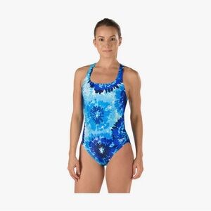 NWT Speedo Blue Tie-Dye One-Piece Swimsuit